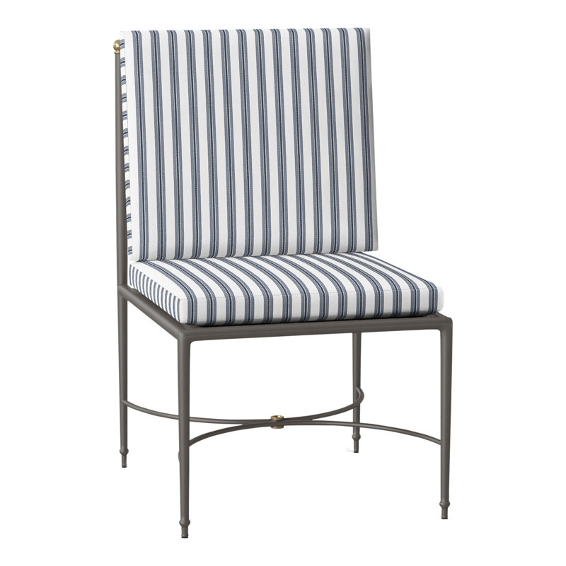 Roma Wrought Aluminum Outdoor Side Chair, No Welt, Perigold Excel Denim