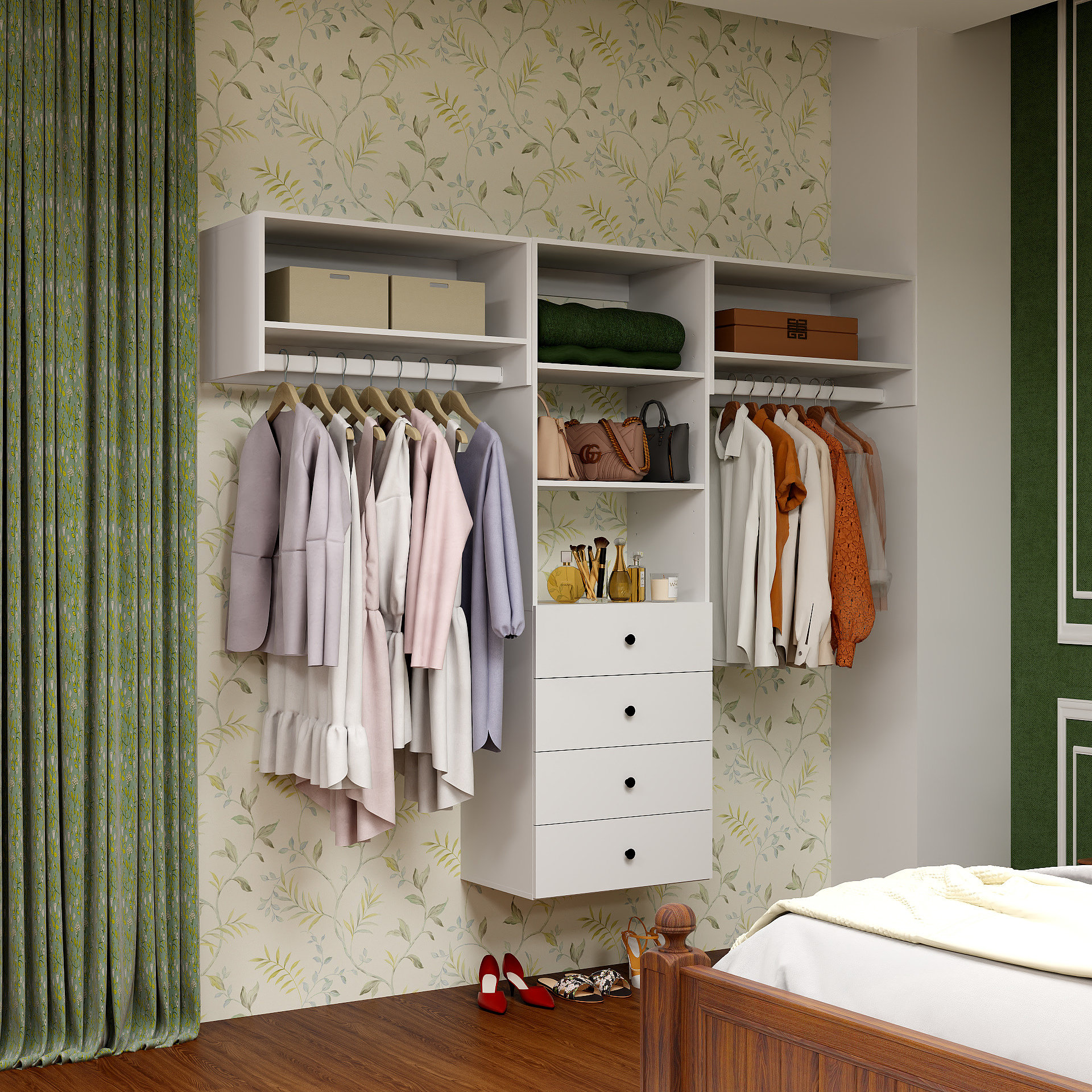 Latitude Run® White Modular Closet Systems With Drawers, Walk In Closet