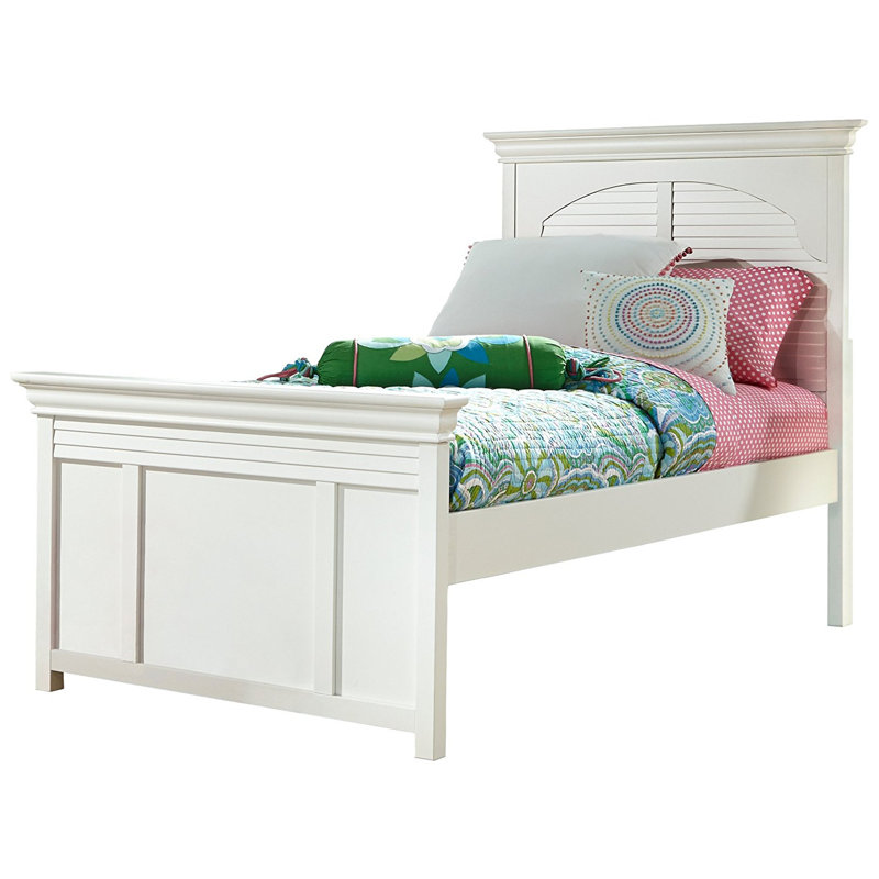 Neopolitan Louvered Panel Bed in Creamy White, Twin , Creamy White, Twin