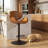 Modern Upholstered Swivel 24”H Barstool, Adjustable Height Counter Stool with Bentwood, Faux Leather Upholstered Bar Stool with Metal Frame-1318632433