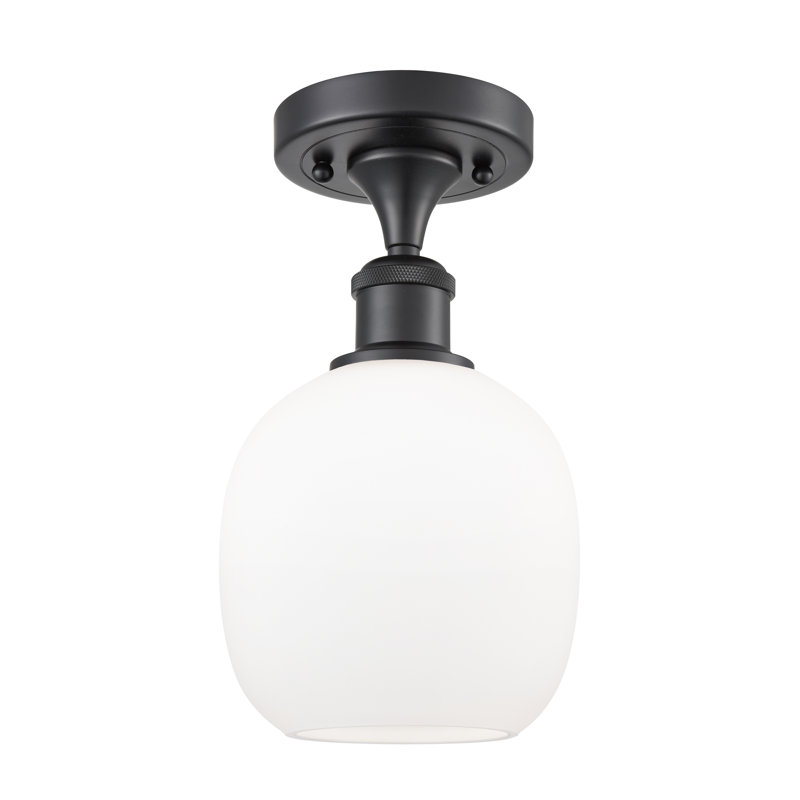 Plafonnier semi-encastré sphérique 1 lumière Carlucci, Noir mat, Ampoule non incluse, Blanc mat