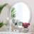 30" Round Carved Wooden Frame Accent Wall Mirror, White Decorative Mirror for Bathroom Vanity, Modern Farmhouse Hanging Wall Decor-1510695507