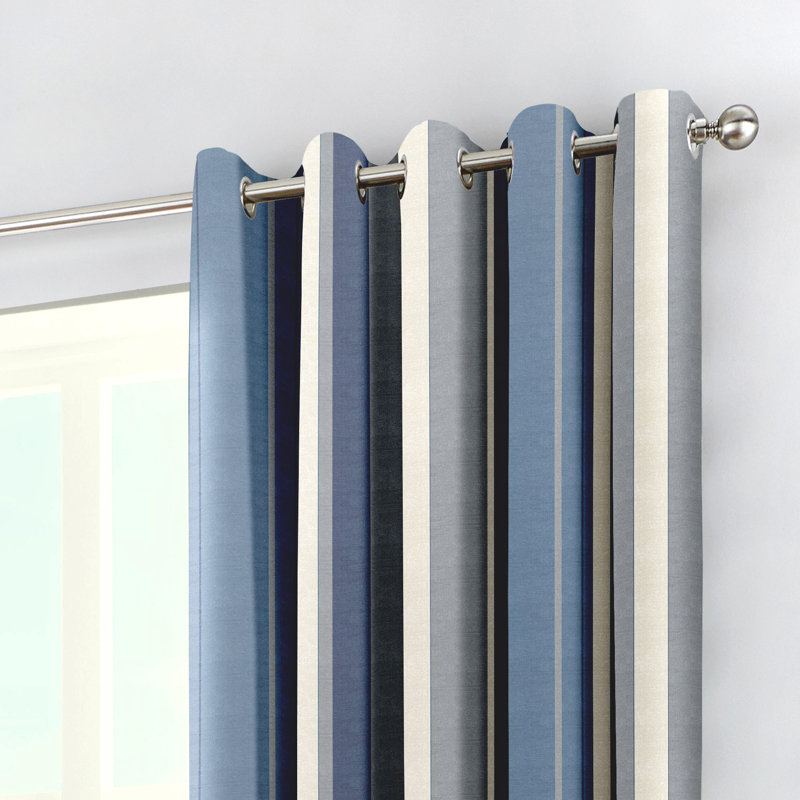 Whitworth Stripe Sheer Curtain, Width 229 x Drop 229 cm, Blue