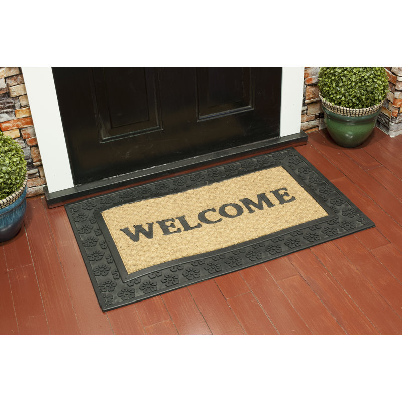 Tapis de porte d’extérieur anti-dérapant 36" x 22" à bordure en caoutchouc massif tuffcor Herblay