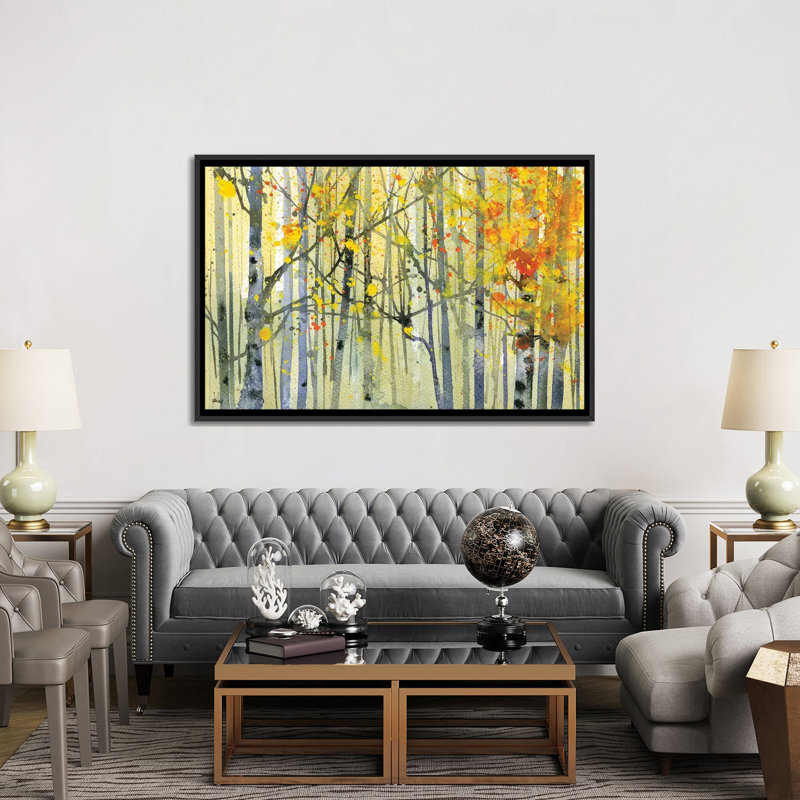 «Autumn Birches» par Paul Bailey, impression sur toile tendue, H 18 po x l 26 po x p 1,5 po, Toile avec cadre noir