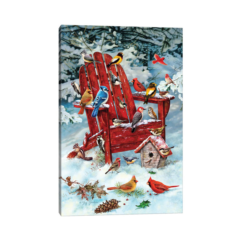 "Birds on Adirondack Chair" par Greg and Company, impression sur toile tendue, H 18 po x l 12 po x 1,5 po