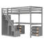 Lit mezzanine simple avec deux commodes, bureau et bande lumineuse, gris-359197371-359197370