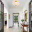3-Light Modern Gold Semi Flush Mount Ceiling Light with Milk White Flower Shade for Living Room Bedroom Entryway