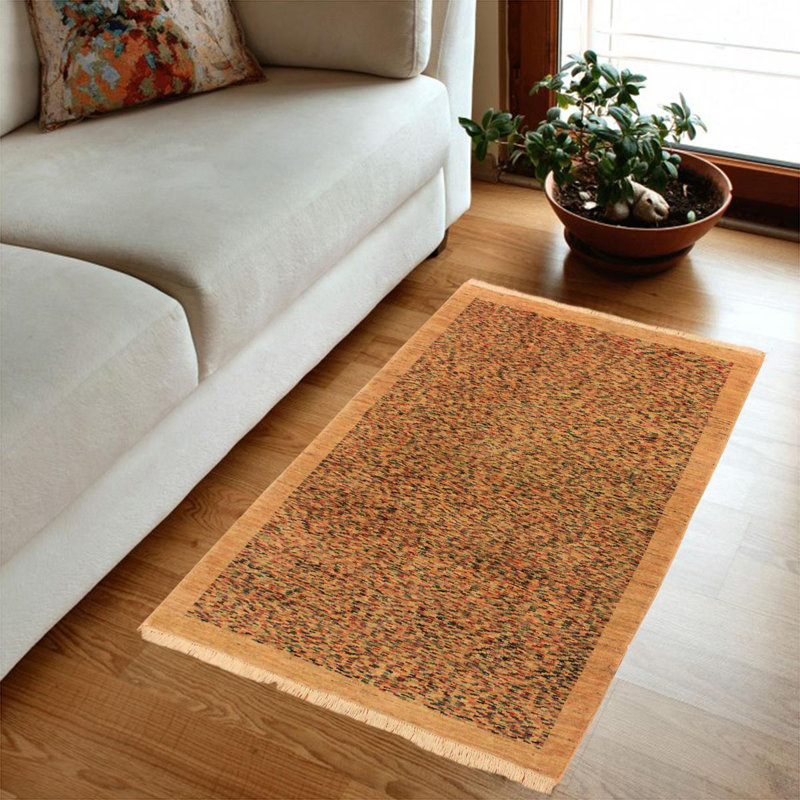 Tapis abstrait brun clair en laine noué à la main 3 pi 5 po x 4 pi 9 po Abramowitz