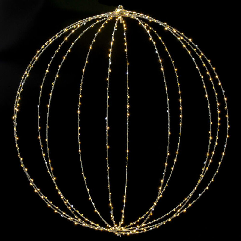 Latitude Run® 400 lights x 24" Warm White LED Ball Steel Wire Silhouette Light., 30" H x 30" W x 30" D, 600