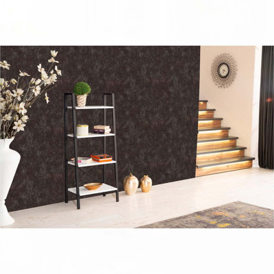 5 Tier Modern Ladder Bookshelf Organizers, Metal Frame Bookshelf for Small Spaces in Your Living Rooms, Office Furniture Bookcase, White