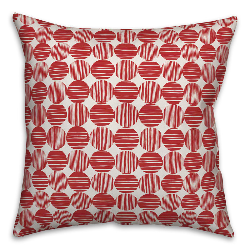  Coussin Circles, Blanc / rouge géométrique 1, 20 po x 20 po