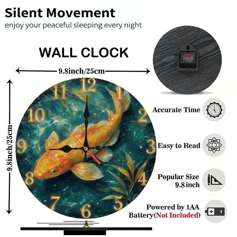 Clock Face With Koi Fish