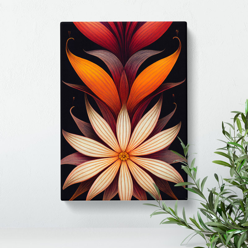 Art Deco Flower No.7 - Wrapped Canvas, 76cm H x 50cm W x 3cm D