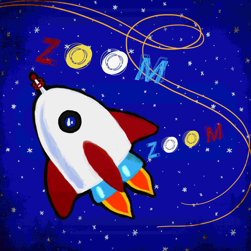Space Zoom Zoom - peinture sur toile tendue, H 36 po x l 36 po