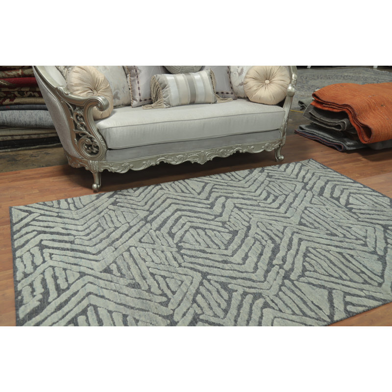 Modern Wool Abstract Indian Area Rug 6x8