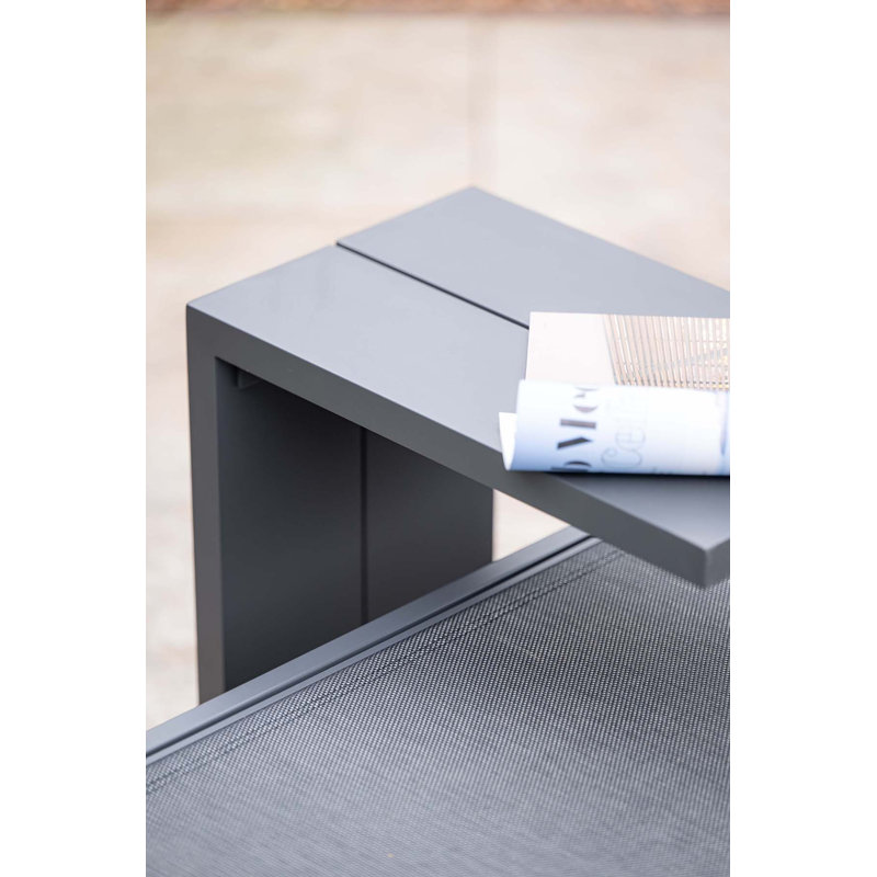 Alphonzo Rectangular Outdoor Side Table - 121.92 cm W 71.12 cm D, Coal black
