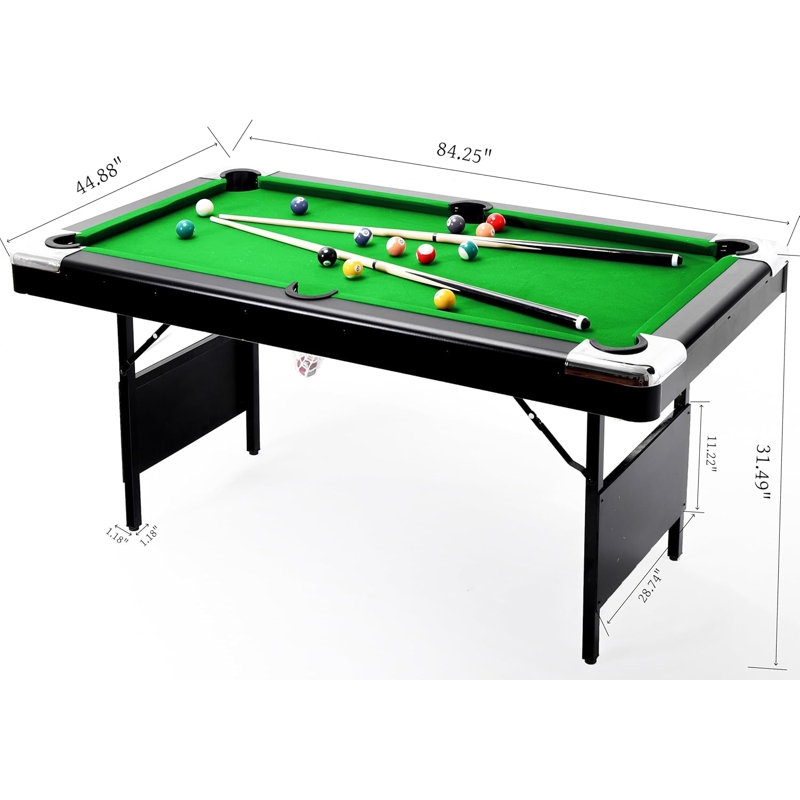 5.5FT Children's Multi-Game Table - Billiard & Pool Table For Family Fun And Games, 31" H x 84" L x 44" W, Green