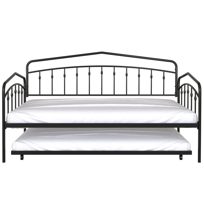 Lit de jour simple avec couchette, métal noir, caractéristique de la chambre à coucher