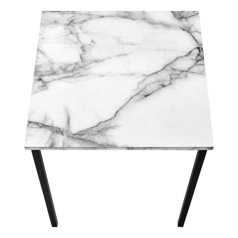 Table basse et de bout 3 pièces Mox, stratifié en faux marbre blanc, pieds en métal, White