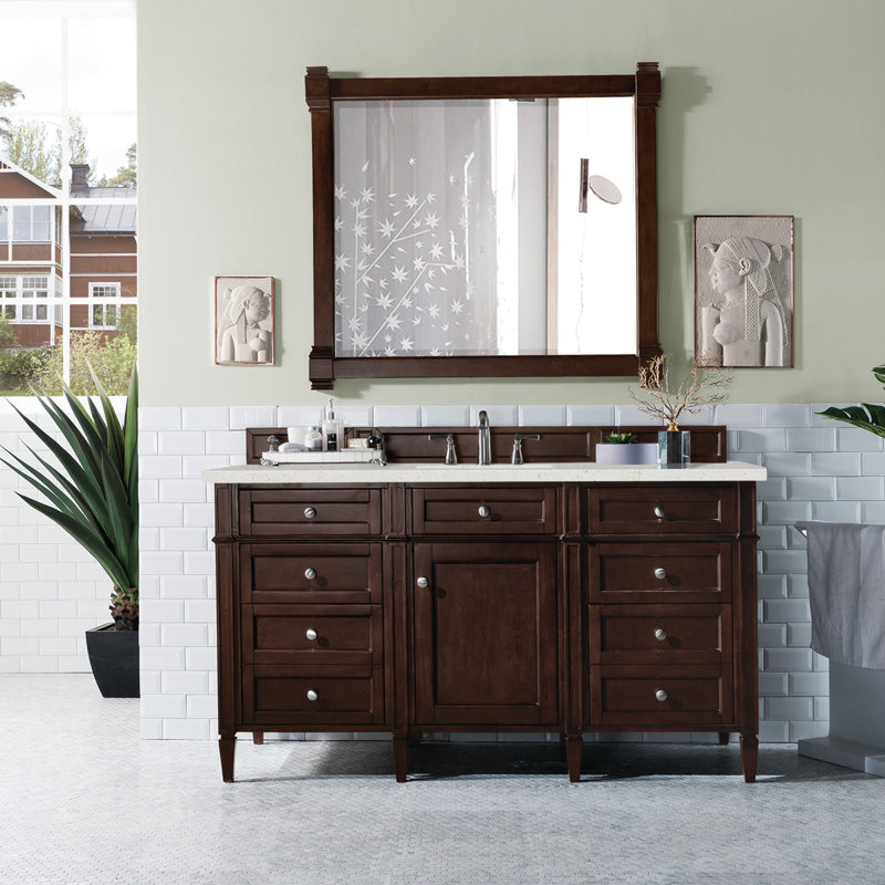 Brittany 60'' W Single Vanity, Burnished Mahogany, Lime Delight, 8" Widespread