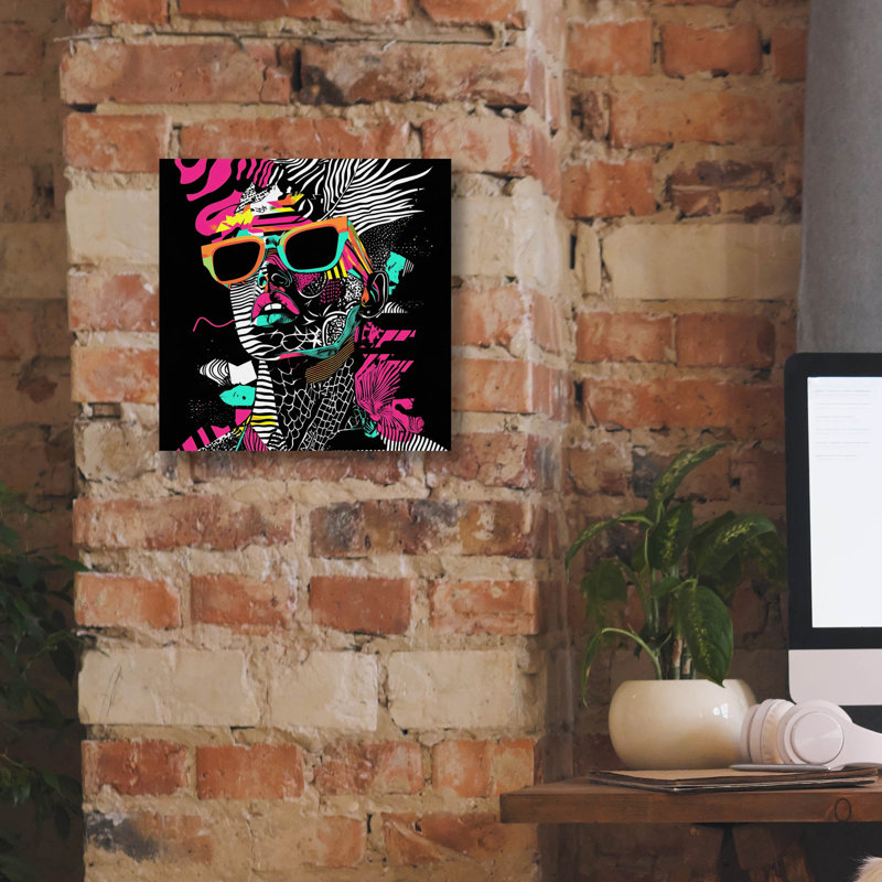 «Neon Night 2» par Rich Monet, art mural sur toile, H 12 po x l 12 po