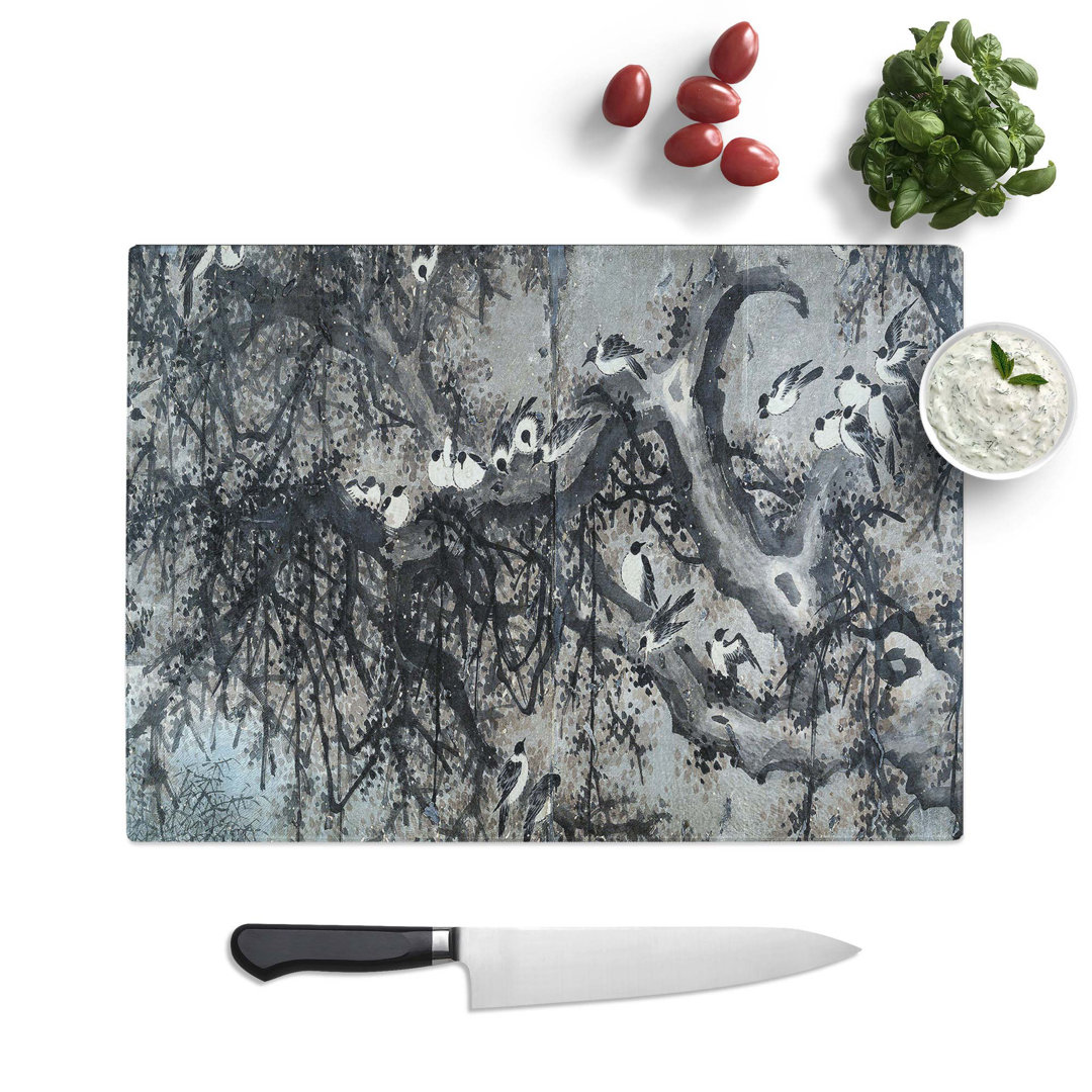 Tempered Glass White-Breasted Crows Vol.1 by Zha Shibiao Chopping Board