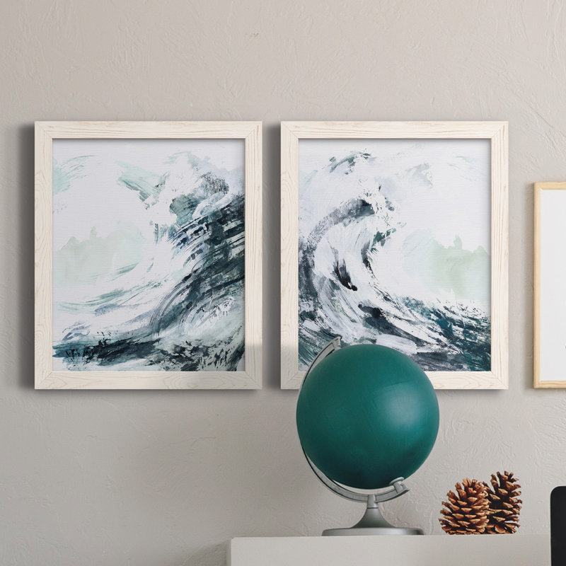 «Blue Crest I», ensemble de 2 reproductions d'art sur toile, H 24 po x l 36 po x P 1,5 po, Toile blanche encadrée