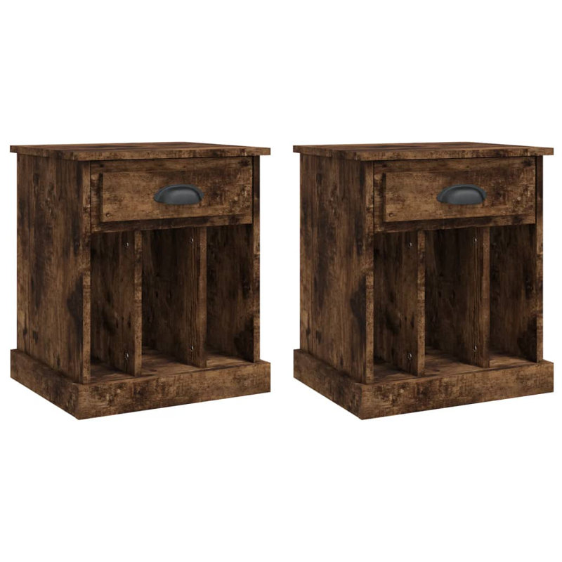 Pilot 1 Drawer Bedside Table, Smoked Oak, Set of 2