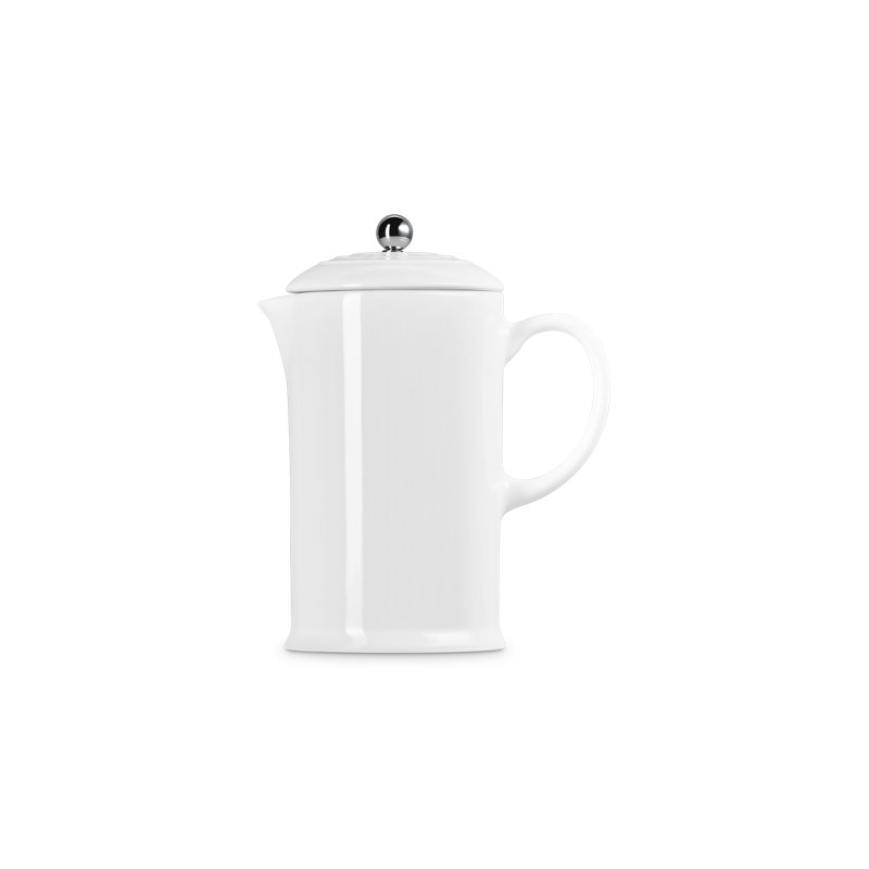 Le Creuset Stoneware 34 Oz. French Press, Cerise, White