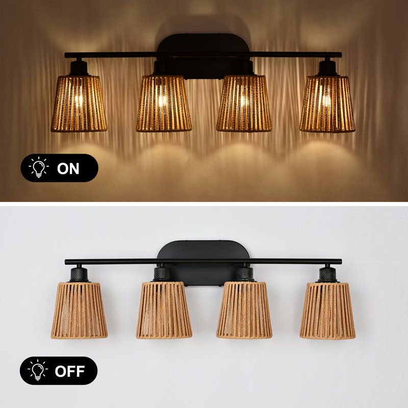 Camaya Dimmable Rattan Vanity Light, 4