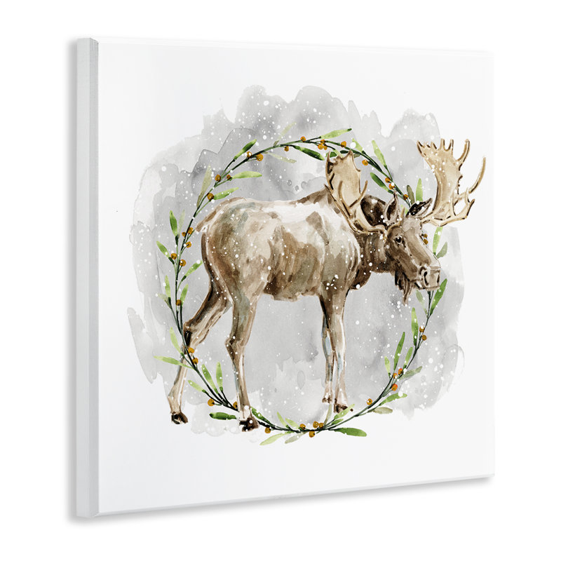 Rustic Moose with Wreath Giclee Art by Carol Robinson