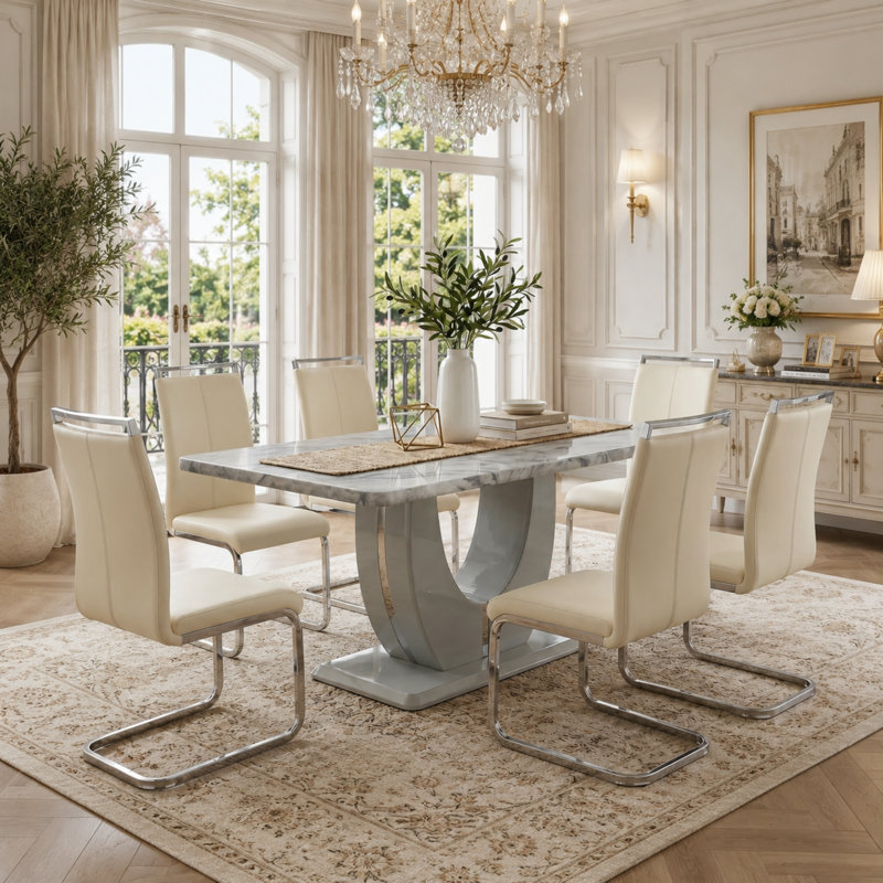 Ensemble de salle à manger 7 pièces Modern, Gris, Beige