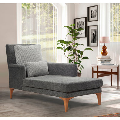 Stylish Scandinavian Daybed, Anthracite Color, 31.1 x 39.4 x 65.7 inches | Solid Beech Wood Frame, 100% Knit Fabric, 7.9-inch Wooden Legs | Comfortable 28 DNS Foam, Perfect for Modern Living Rooms & Guest Rooms