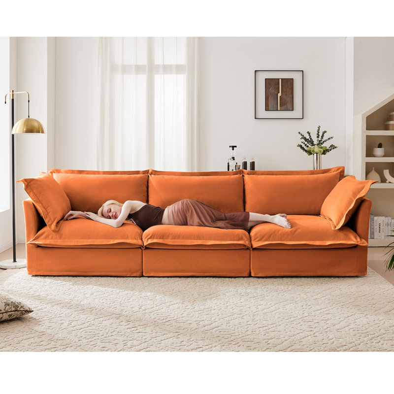 Canapé à housse avec housse, canapé moderne à 3 places avec accoudoirs polyvalents, canapé en polaire chenille avec coussins moelleux et multiples, canapé confortable pour le salon, appartement, tissu chenille
