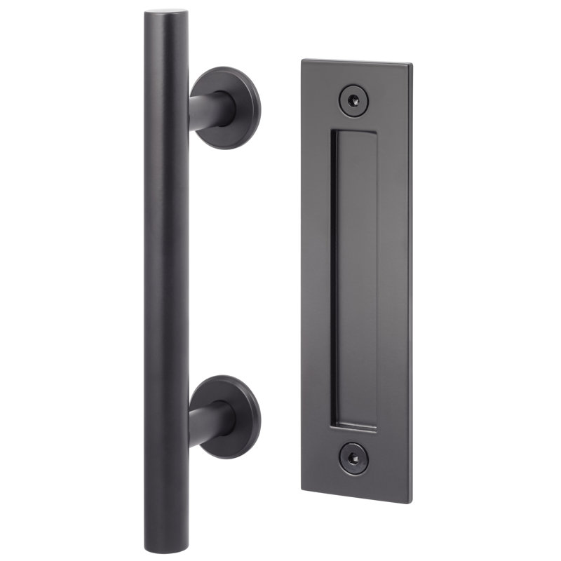 Barn Door Hardware Handle, 12", Ladder With Flush Handle, Satin Stainless