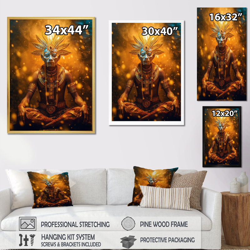 Impression sur toile Majestic Glam Shaman, H 44 po x l 34 po x P 1,5 po, Cadre simple blanc