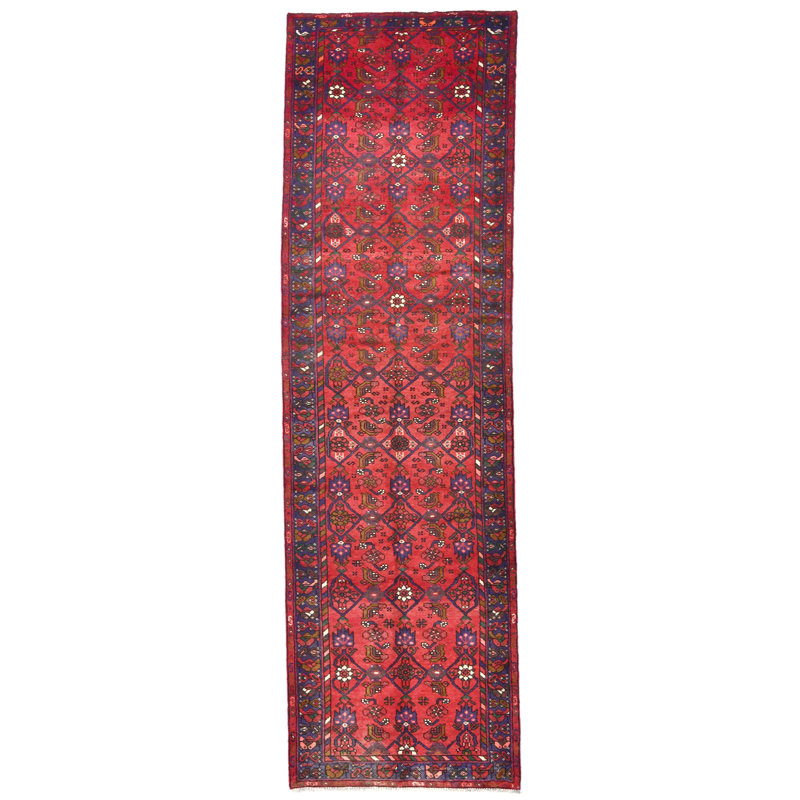 Tapis de couloir oriental rétro rouge tribal 3 pi 2 po x 7 pi