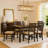 Ane 7Pc Dining Table Set, Cream Upholstered Chairs, Rough Sawn Brown
