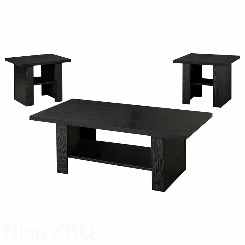 Ensemble de 3 tables basses en bois d'ingénierie en chêne noir