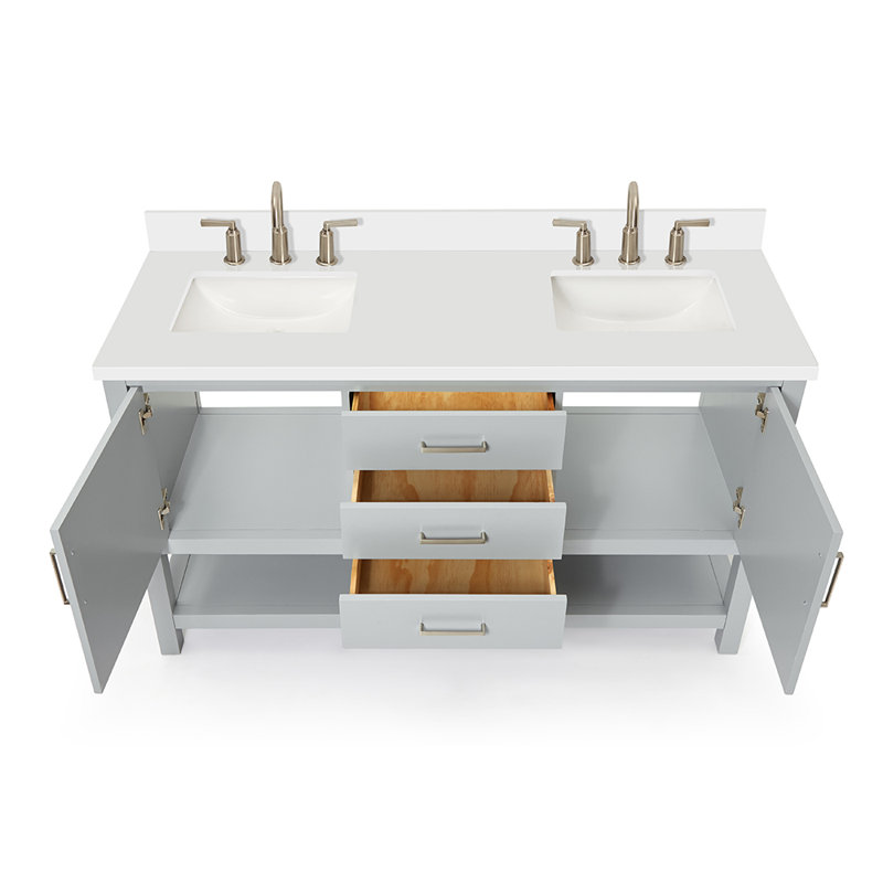 Ensemble de meuble-lavabo double 61 po Abby, Gris