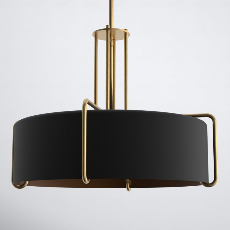 Nostrand 4 - Light Dimmable Drum Chandelier, Black, Gold