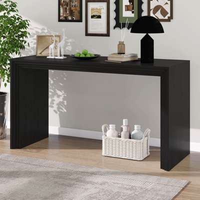 59.2" Console Table With Unique Striped Design, MDF Narrow Entryway Table, Behind The Couch Table With Paulownia Veneer