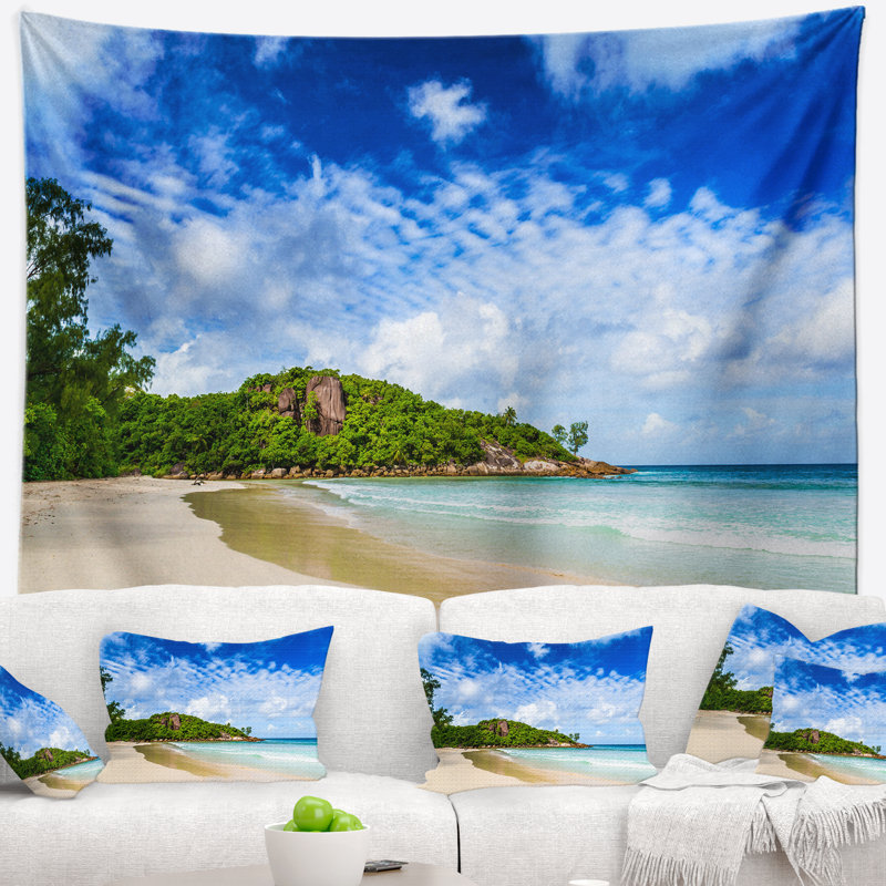 Tapisserie de plage tropicale tranquille Seychelles, H 50 po x l 60 po