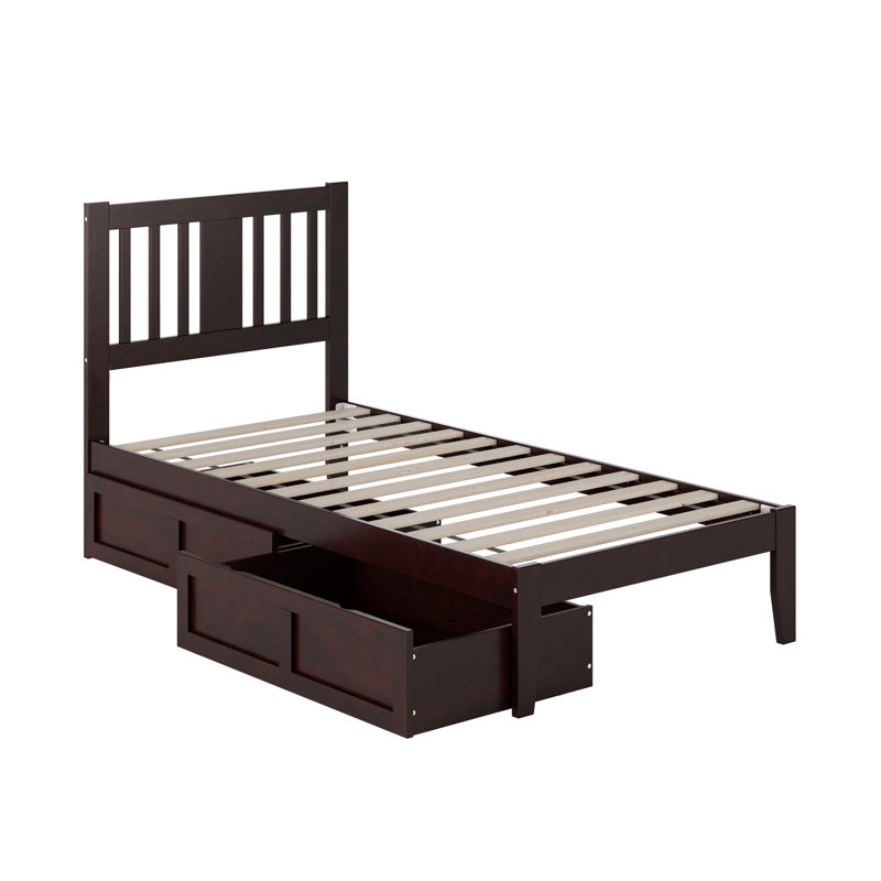 Zosia Solid Wood Slat Storage Bed, Twin, Espresso