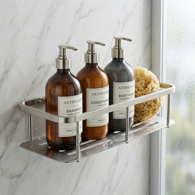 Panier de rangement mural pour salle de bain en acier inoxydable
