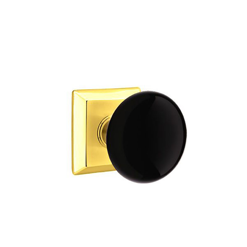 Double Dummy Ebony Knob with Quincy Rose, Polished Brass - Lifetime