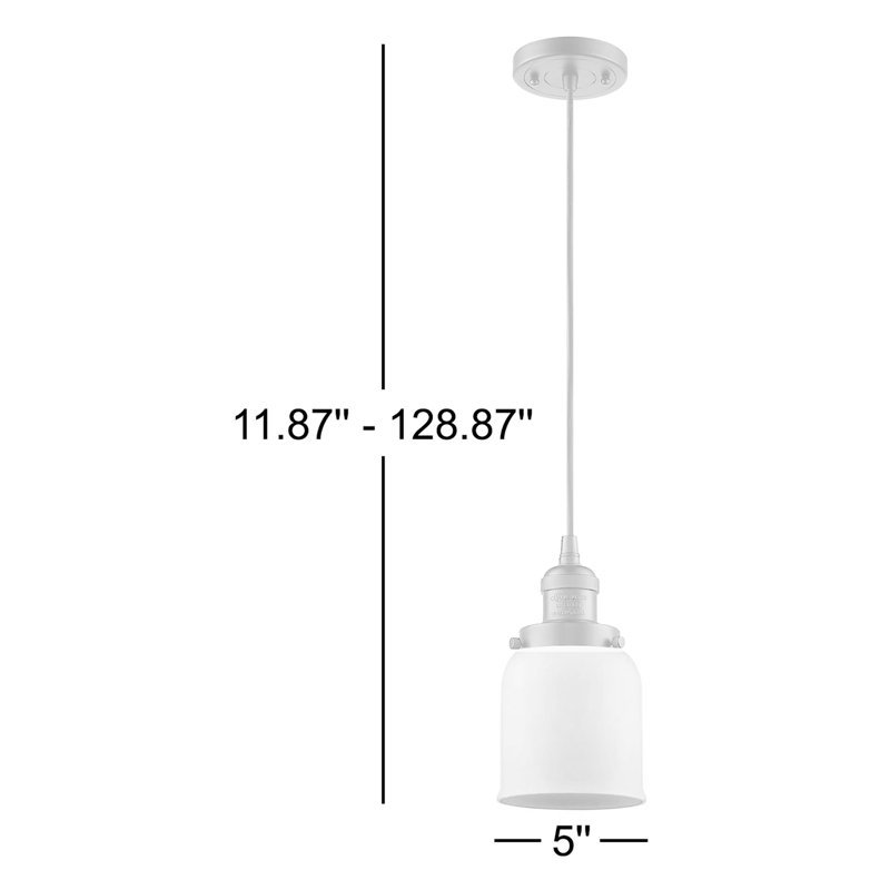 Odonnell 1-Light Dimmable Metal Single Pendant, Matte White, Oil Rubbed Bronze