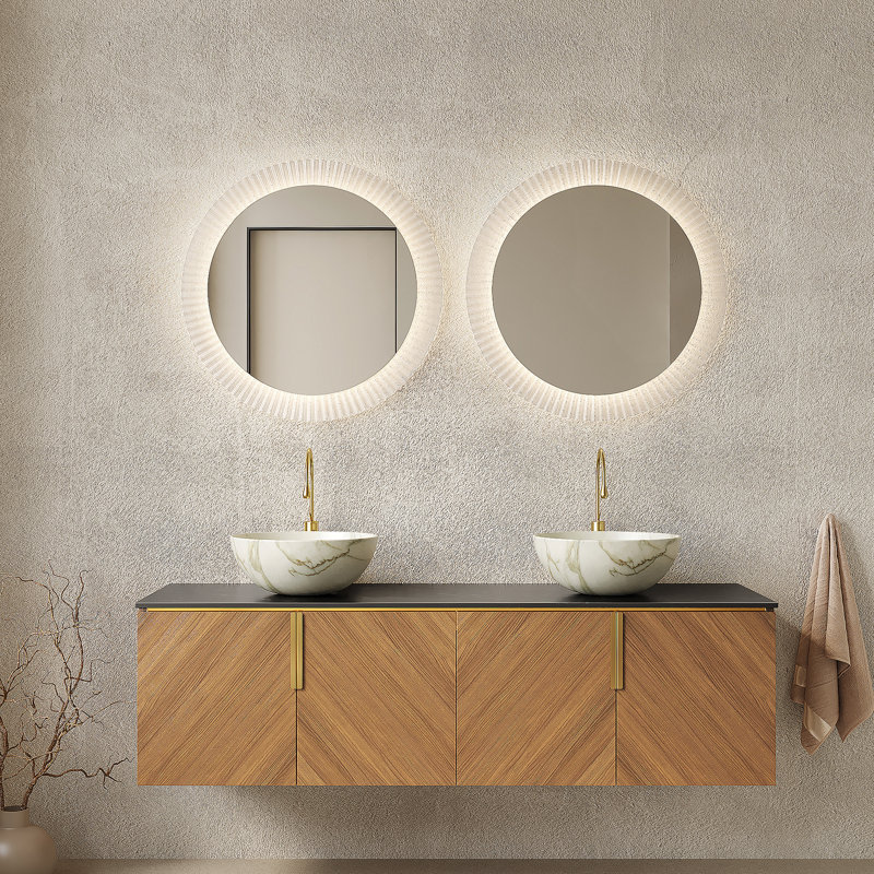 Armoire de rangement flottante en bois avec portes, 60"