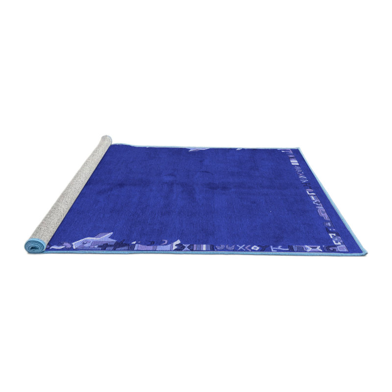 Tapis bleu abstrait rectangulaire fabriqué à la machine 3 pi x 5 pi Giann